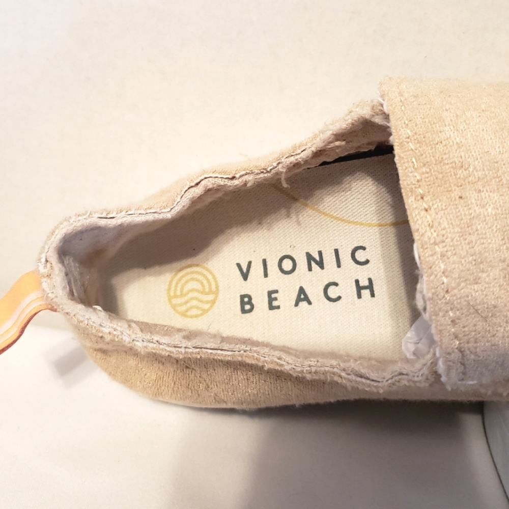 Vionic Beach Malibu Tan Terry Cloth Slip-on Beach Shoes Size: 8.5 - Picture 10 of 12